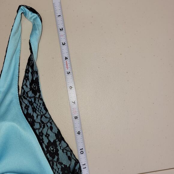 Taboo Babydoll Maxi Halter Dress XS Black Lace Turquoise Sheer Whimsigoth HoCo - Picture 11 of 12